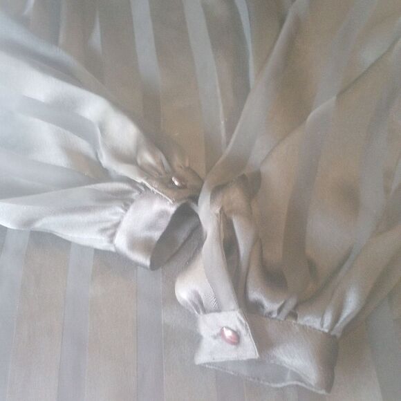 Nipon Blouse sheer striped long sleeve top with accent - Picture 9 of 9